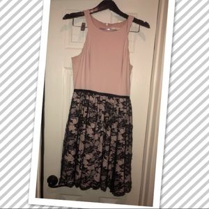 Pink and black lace dress